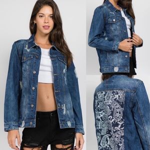 Bandana Inlay Denim Fashion Statement Jacket